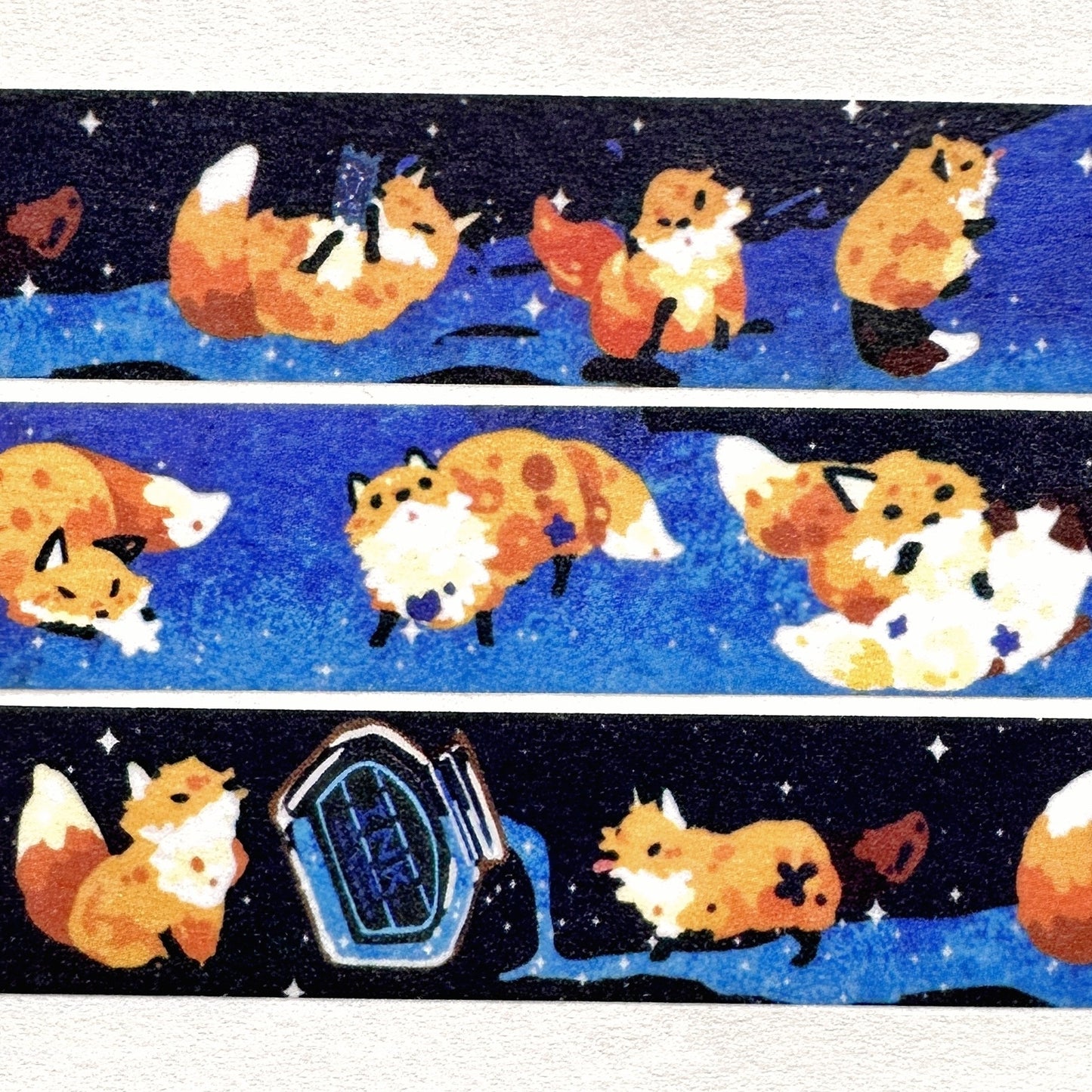 Kitsunebiyori - Fox & Starry Sky Ink washi tape SAMPLES