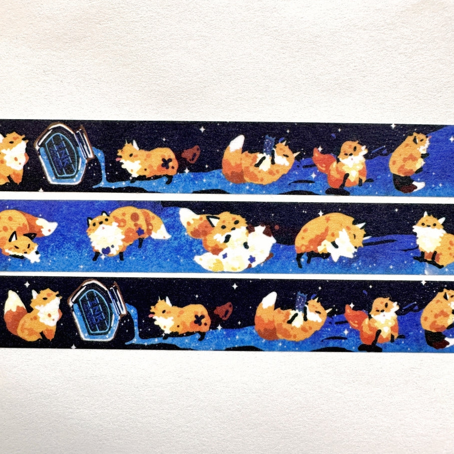 Kitsunebiyori - Fox & Starry Sky Ink washi tape SAMPLES