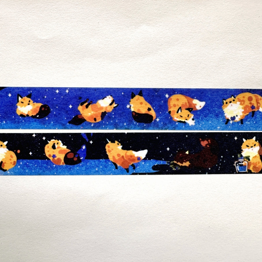 Kitsunebiyori - Fox & Starry Sky Ink washi tape SAMPLES