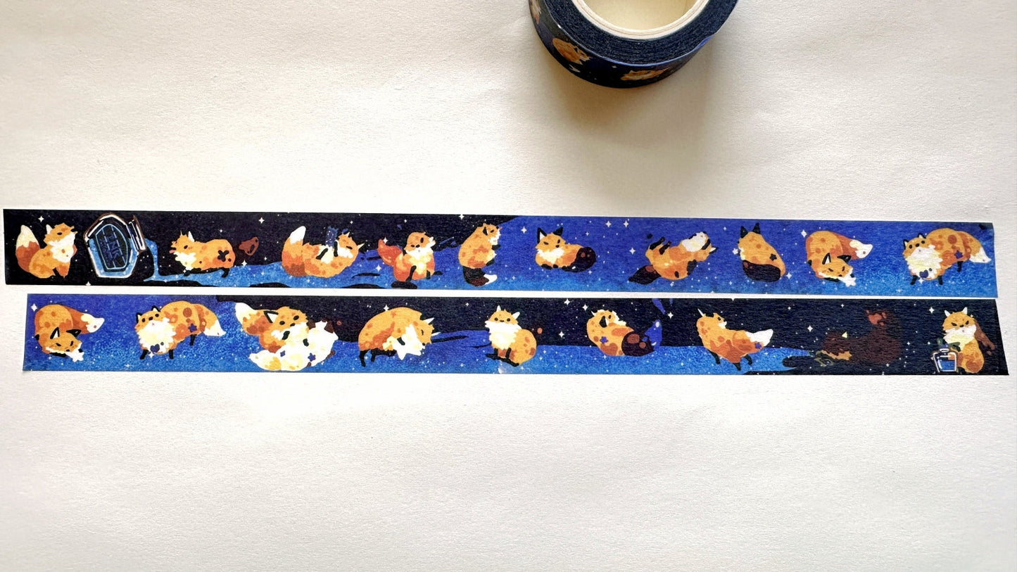 Kitsunebiyori - Fox & Starry Sky Ink washi tape SAMPLES