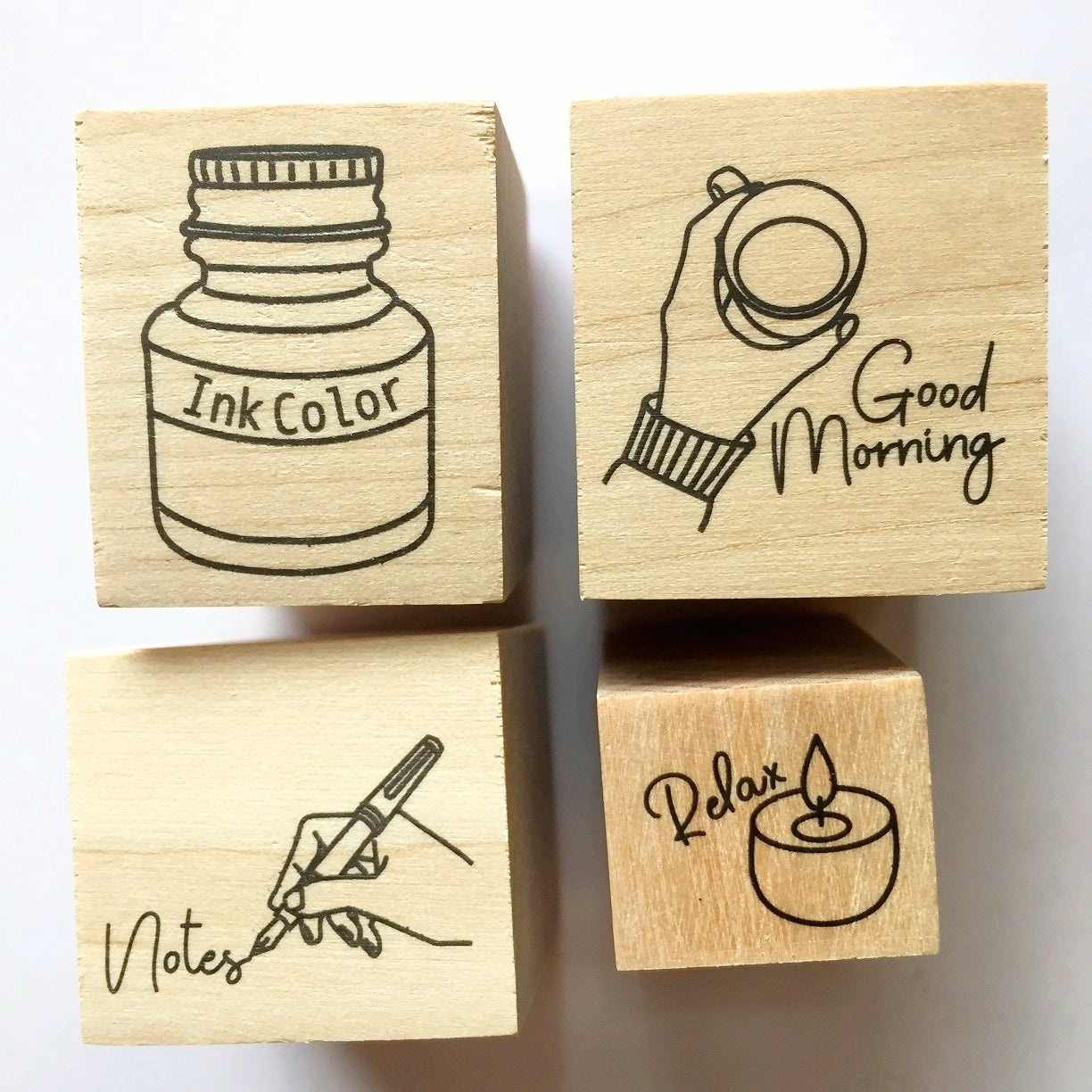 Kodomo No Kao x Siawasehanko Sunkodo rubber stamps - Relax, Ink Color, Notes, Good Morning, Mail [New]