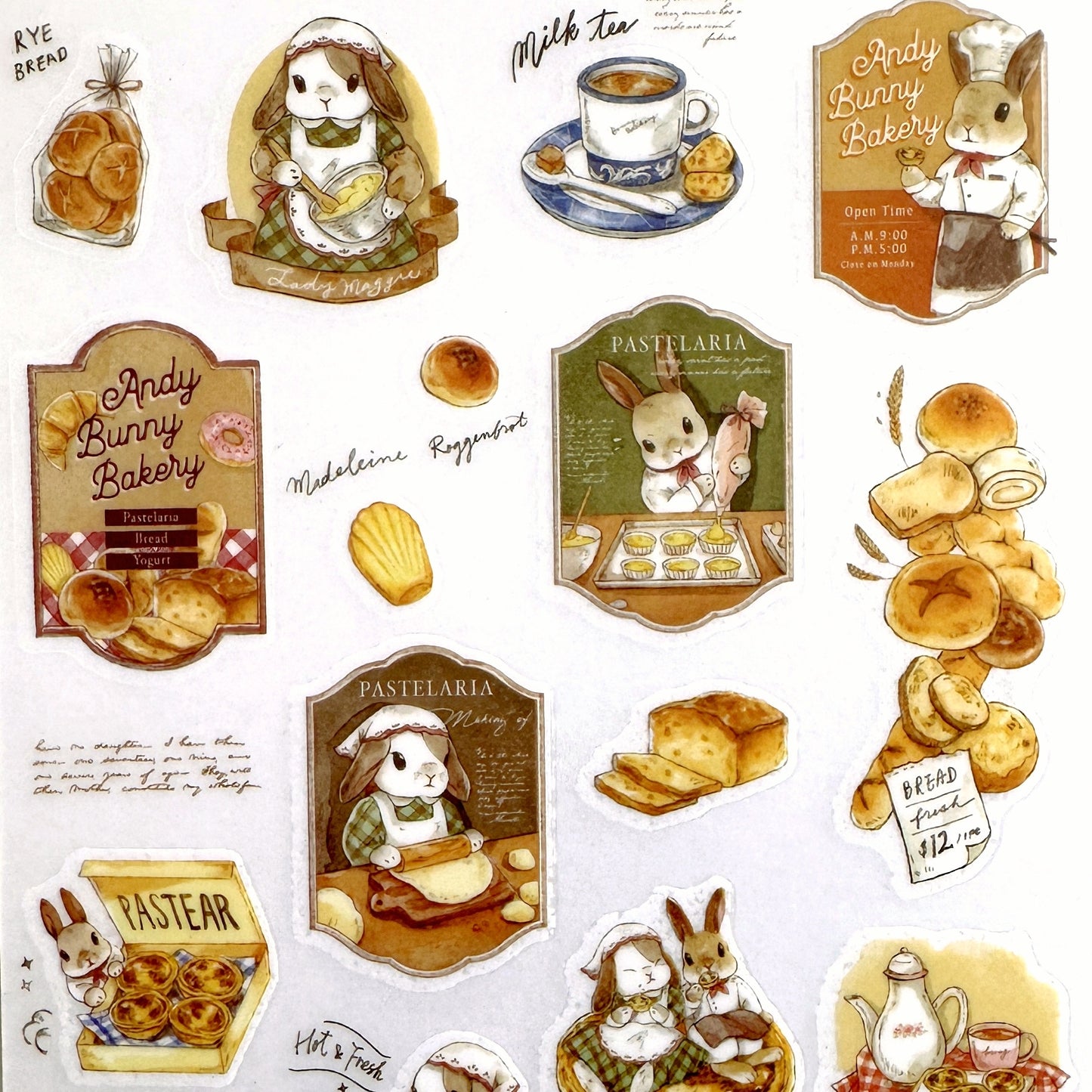 KumaYankee - Bunny Bakery transfer stickers