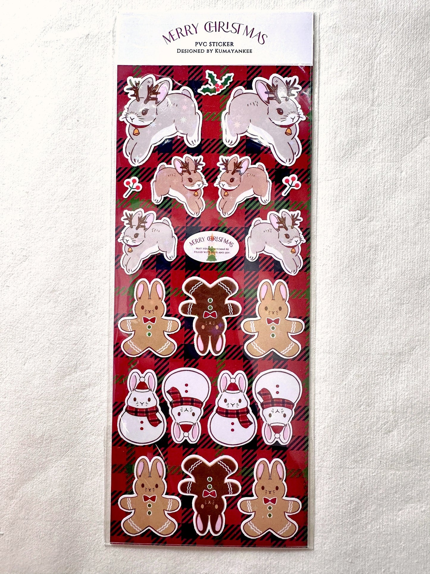 KumaYankee - Christmas Bunny glitter sticker sheets
