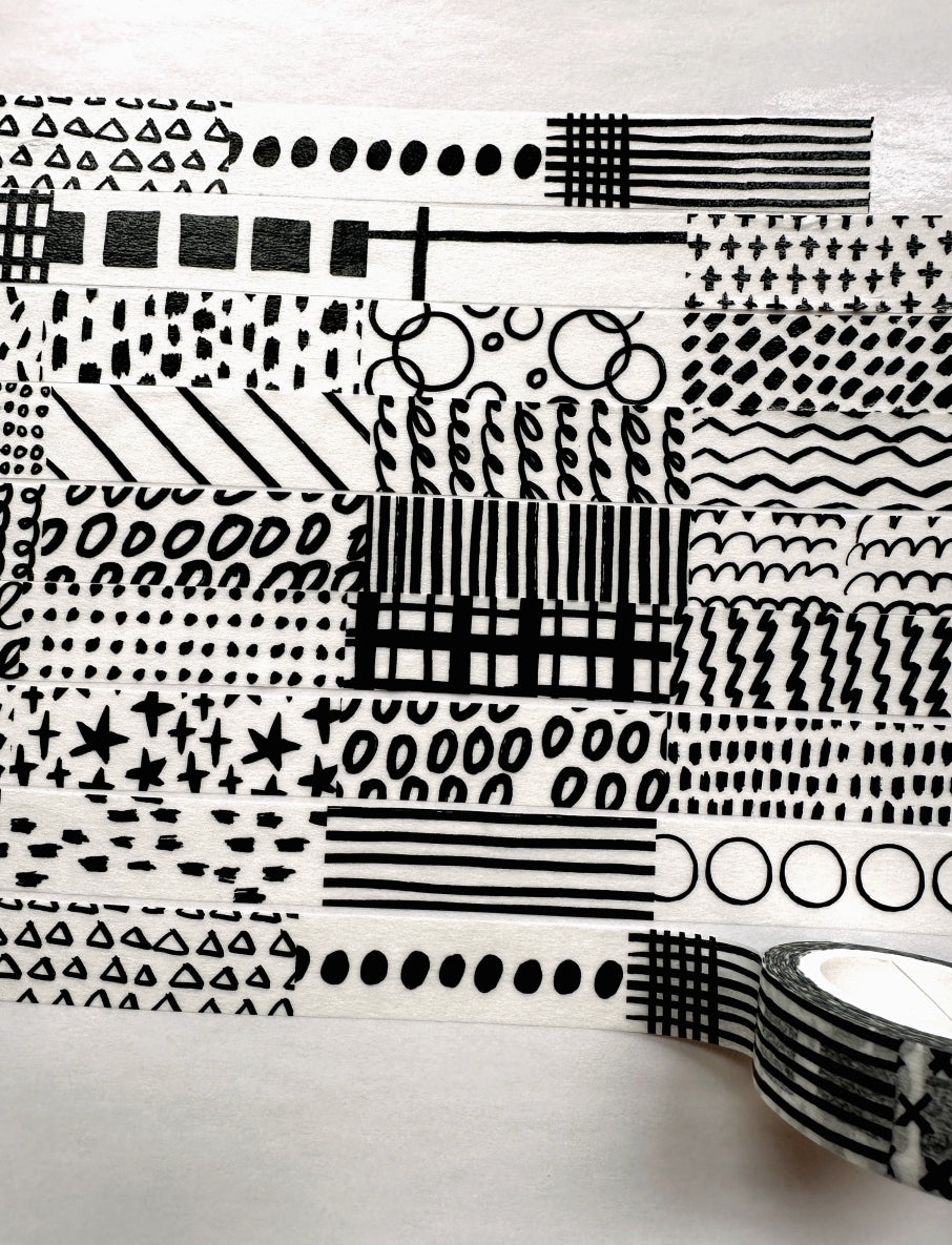 Lin Chia Ning - Hand-drawn Patterns washi tape (200 cm) SAMPLES