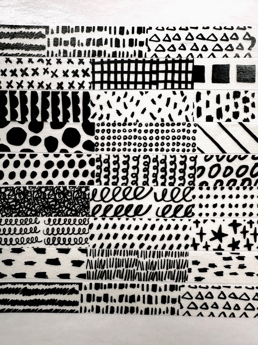 Lin Chia Ning - Hand-drawn Patterns washi tape (200 cm) SAMPLES
