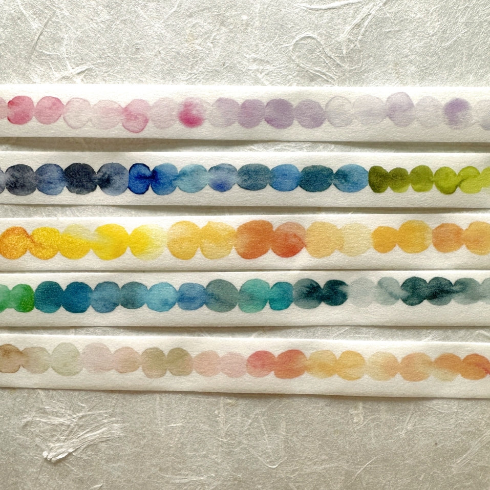 Lin Chia Ning - Watercolor Pattern 4 slim washi tape (1 cm x 190 cm) SAMPLES