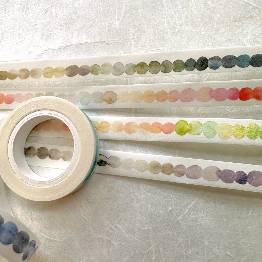 Lin Chia Ning - Watercolor Pattern 4 slim washi tape (1 cm x 190 cm) SAMPLES