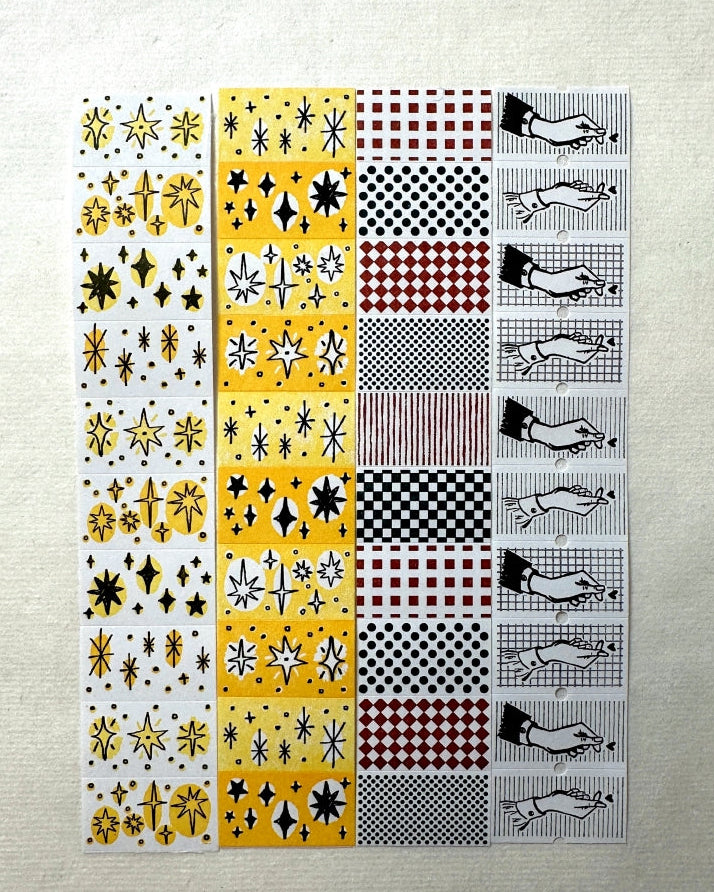 Lin Chia Ning - Stars, Pattern, & Finger Heart label sticker roll SAMPLES