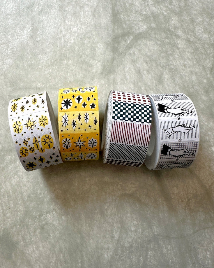 Lin Chia Ning - Stars, Pattern, & Finger Heart label sticker roll SAMPLES