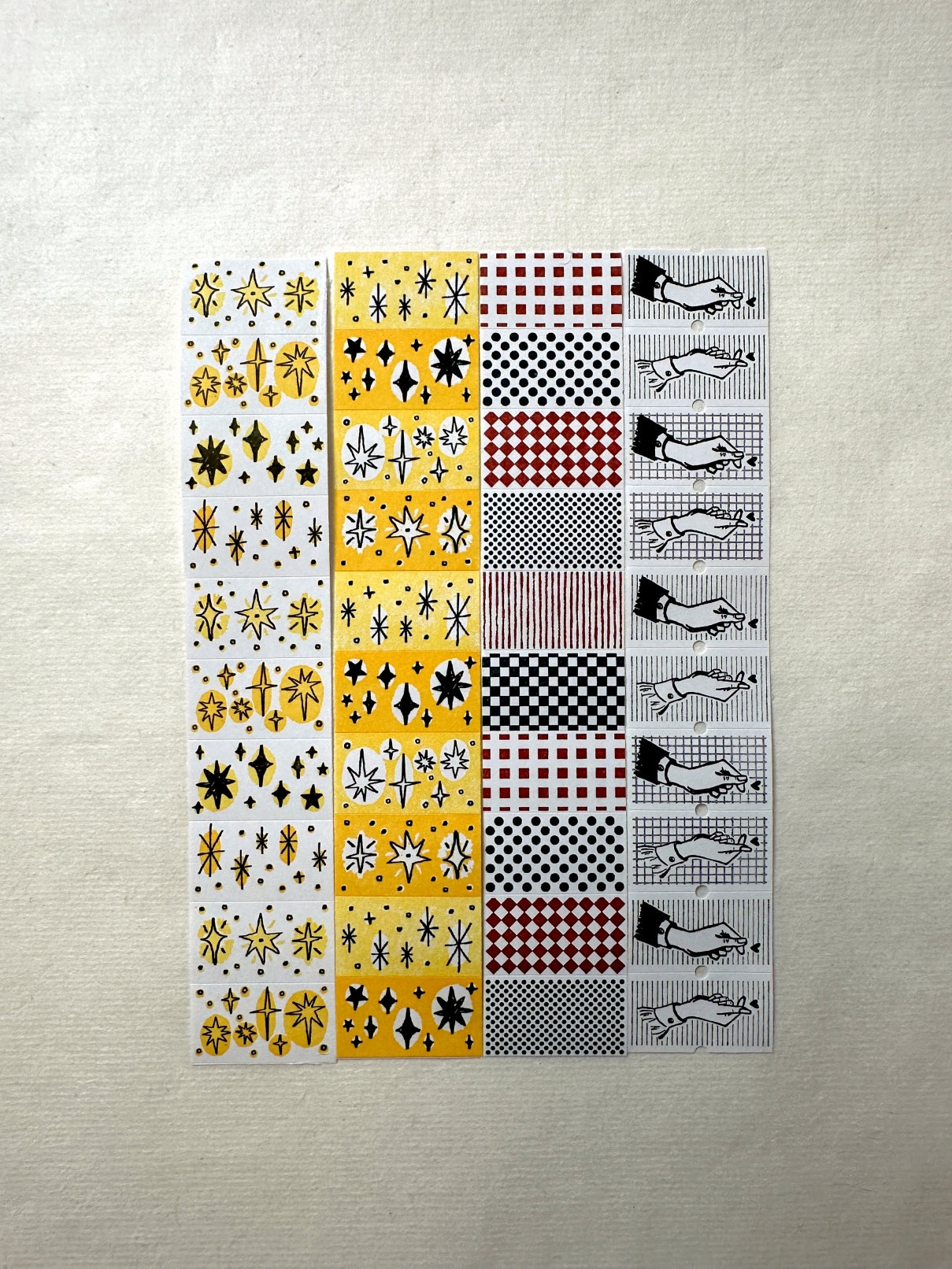 Lin Chia Ning - Stars, Pattern, & Finger Heart label sticker roll SAMPLES