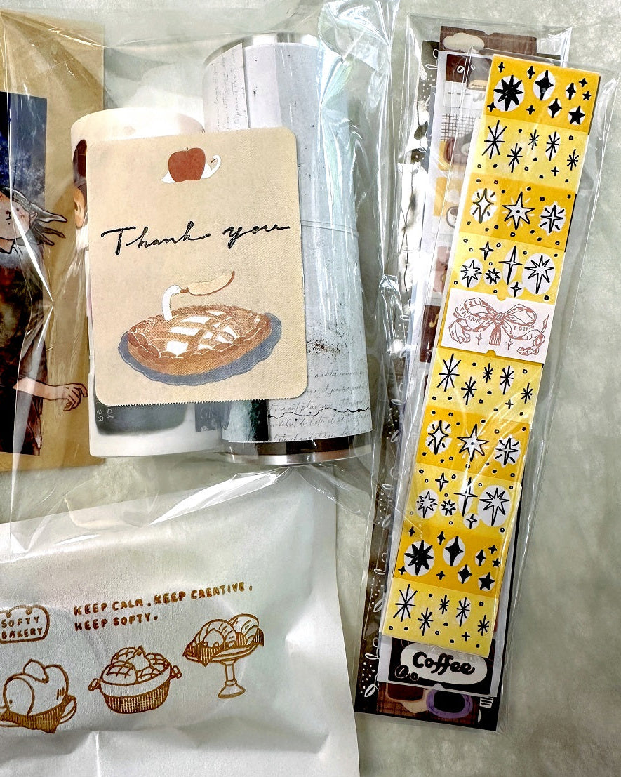 Lin Chia Ning - Stars, Pattern, & Finger Heart label sticker roll SAMPLES