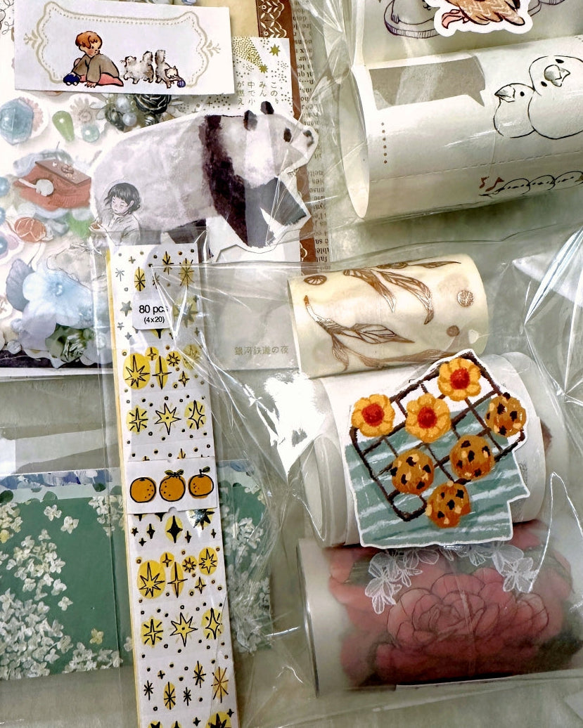 Lin Chia Ning - Stars, Pattern, & Finger Heart label sticker roll SAMPLES