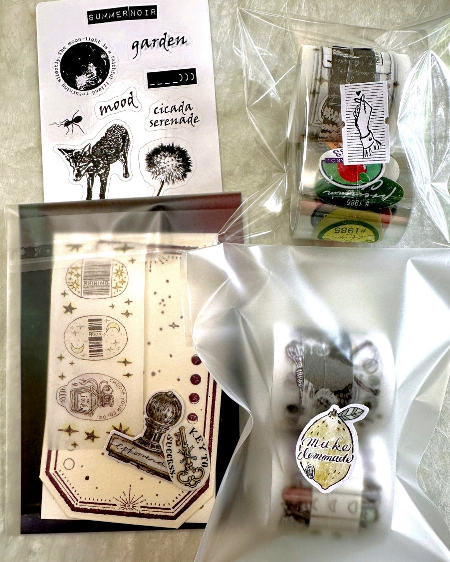 Lin Chia Ning - Stars, Pattern, & Finger Heart label sticker roll SAMPLES