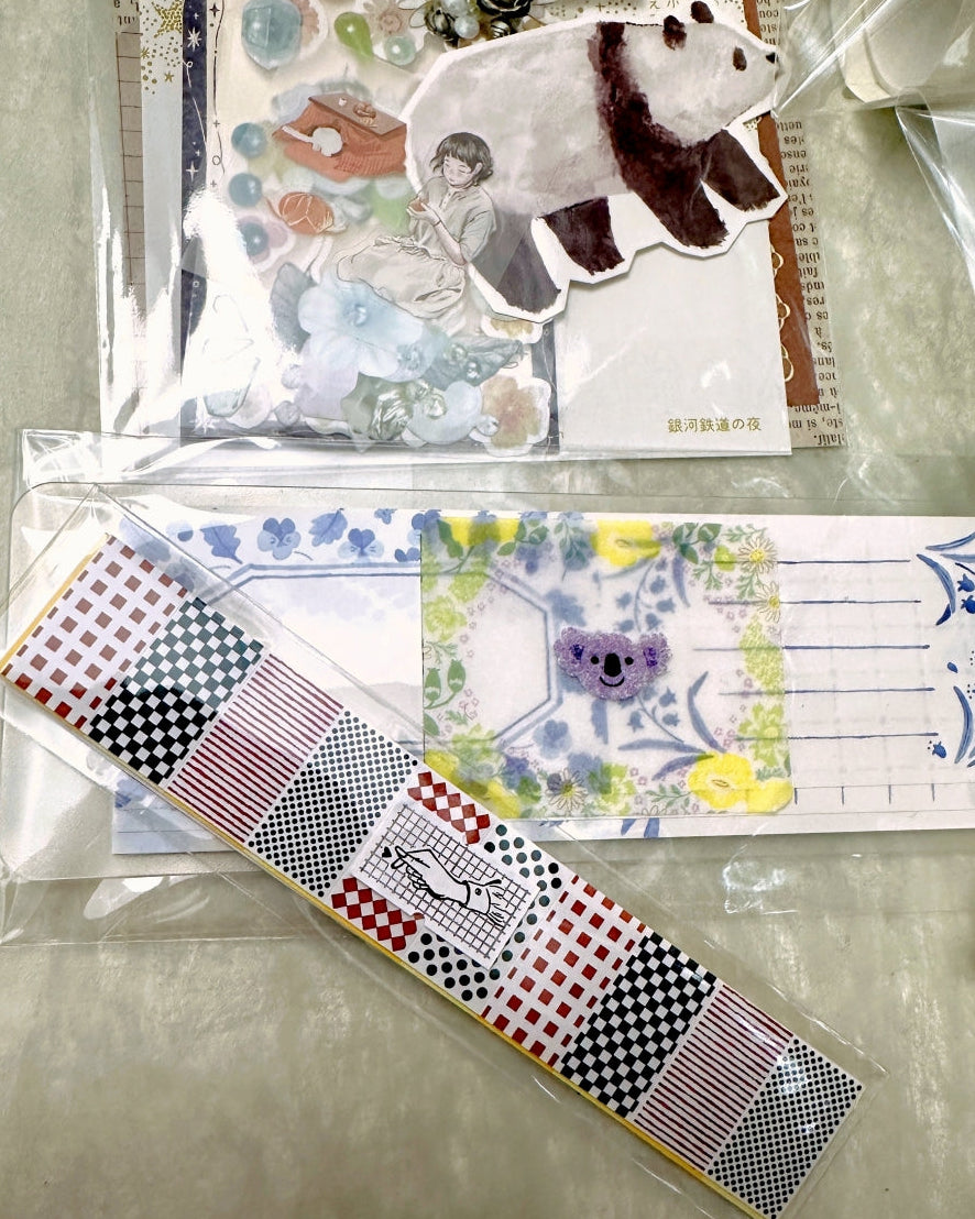 Lin Chia Ning - Stars, Pattern, & Finger Heart label sticker roll SAMPLES