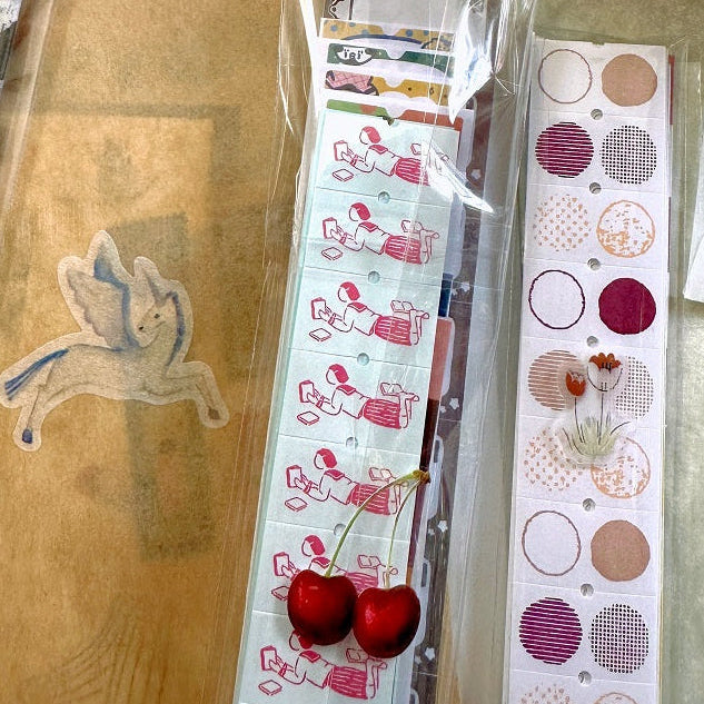 Lin Chia Ning - Spring Flower & Circle label sticker roll SAMPLES