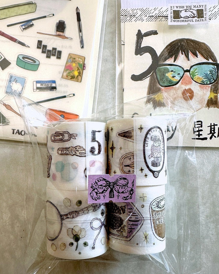 Lin Chia Ning - Vintage-style Seals label sticker roll SAMPLES