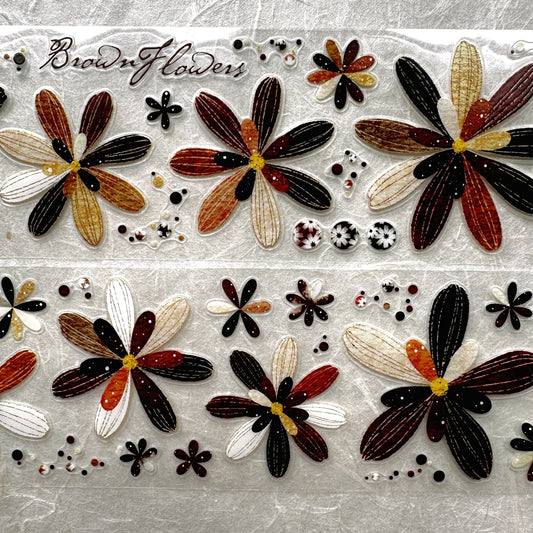 LinLanXi Studio - Brown Flowers kiss-cut PET tape SAMPLES
