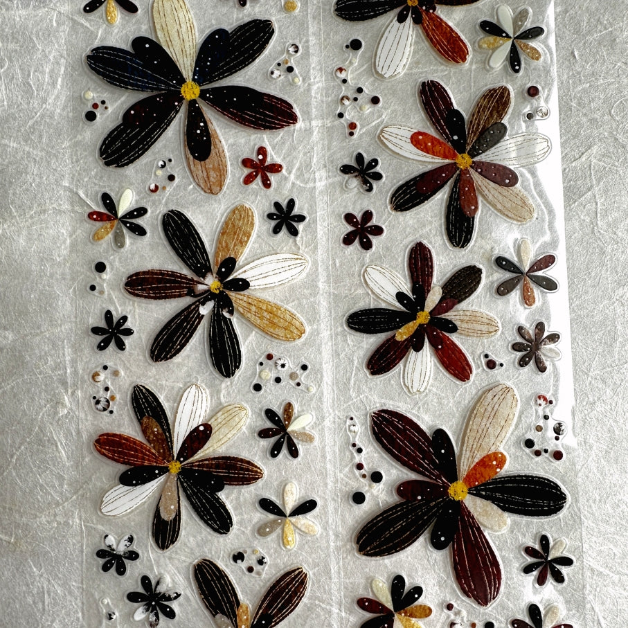 LinLanXi Studio - Brown Flowers kiss-cut PET tape SAMPLES