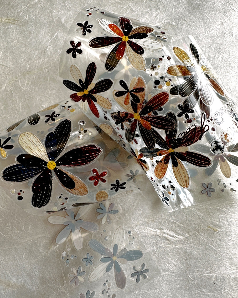 LinLanXi Studio - Brown Flowers kiss-cut PET tape SAMPLES