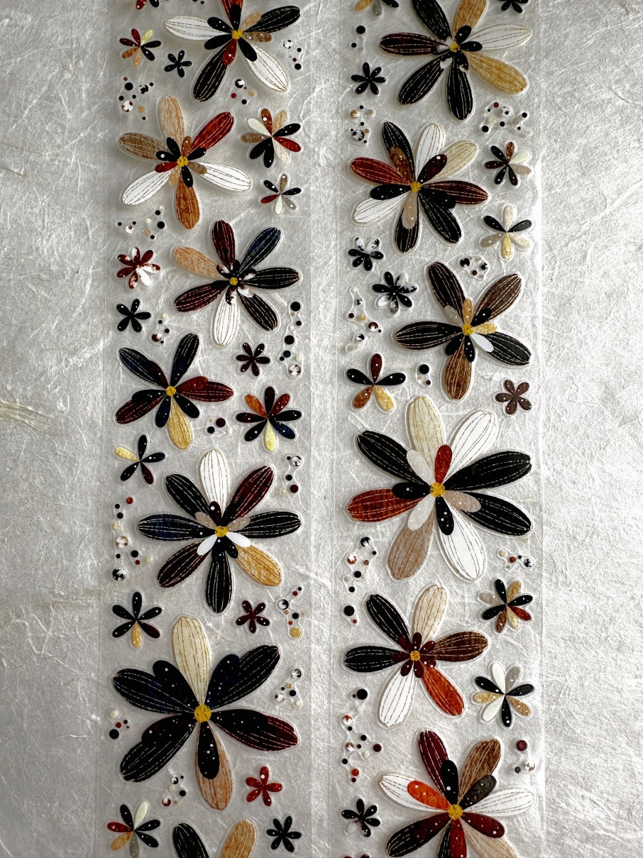 LinLanXi Studio - Brown Flowers kiss-cut PET tape SAMPLES