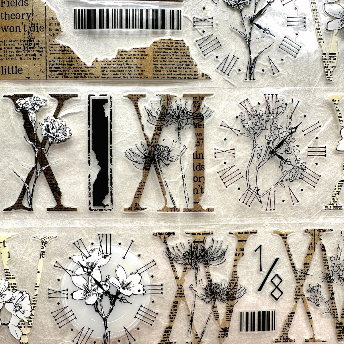 LinLanXi Studio - Roman Numerals (light) kiss-cut PET tape SAMPLES