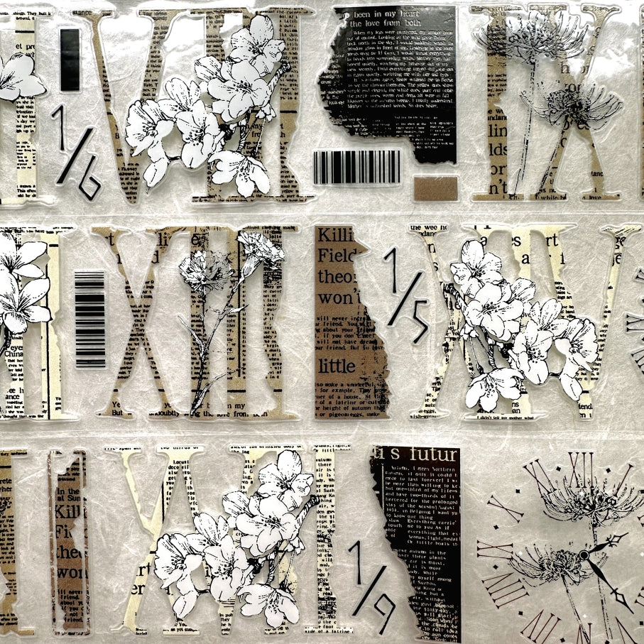 LinLanXi Studio - Roman Numerals (light) kiss-cut PET tape SAMPLES