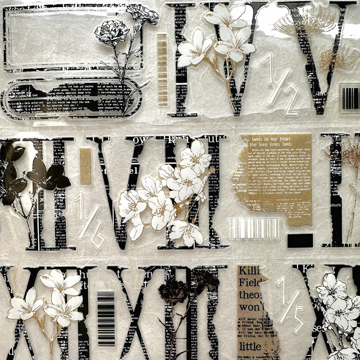 LinLanXi Studio - Roman Numerals (dark) kiss-cut PET tape SAMPLES