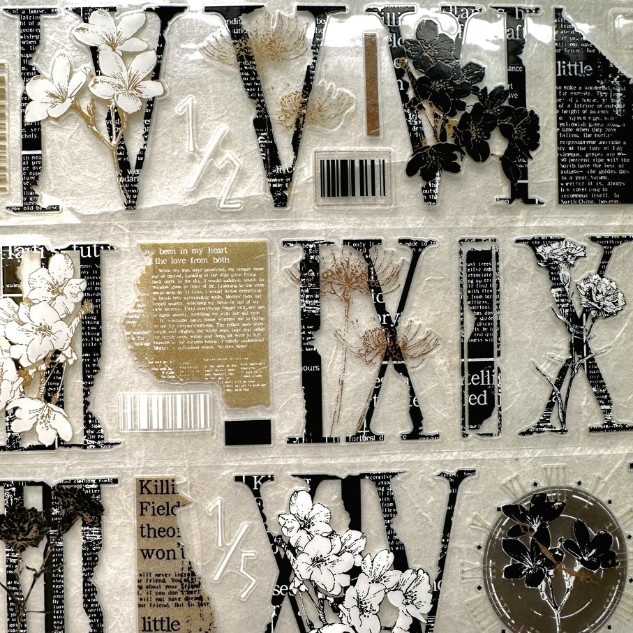 LinLanXi Studio - Roman Numerals (dark) kiss-cut PET tape SAMPLES