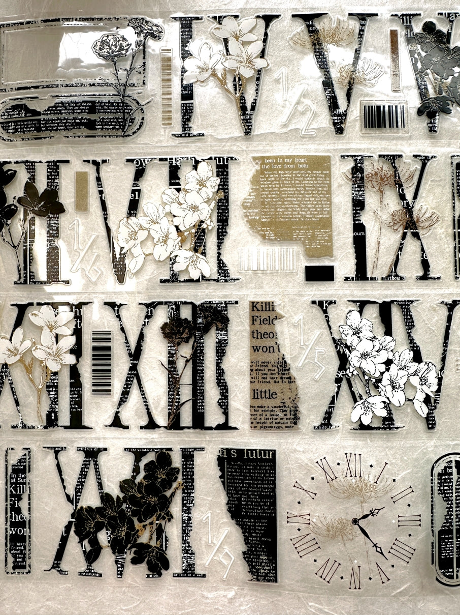 LinLanXi Studio - Roman Numerals (dark) kiss-cut PET tape SAMPLES