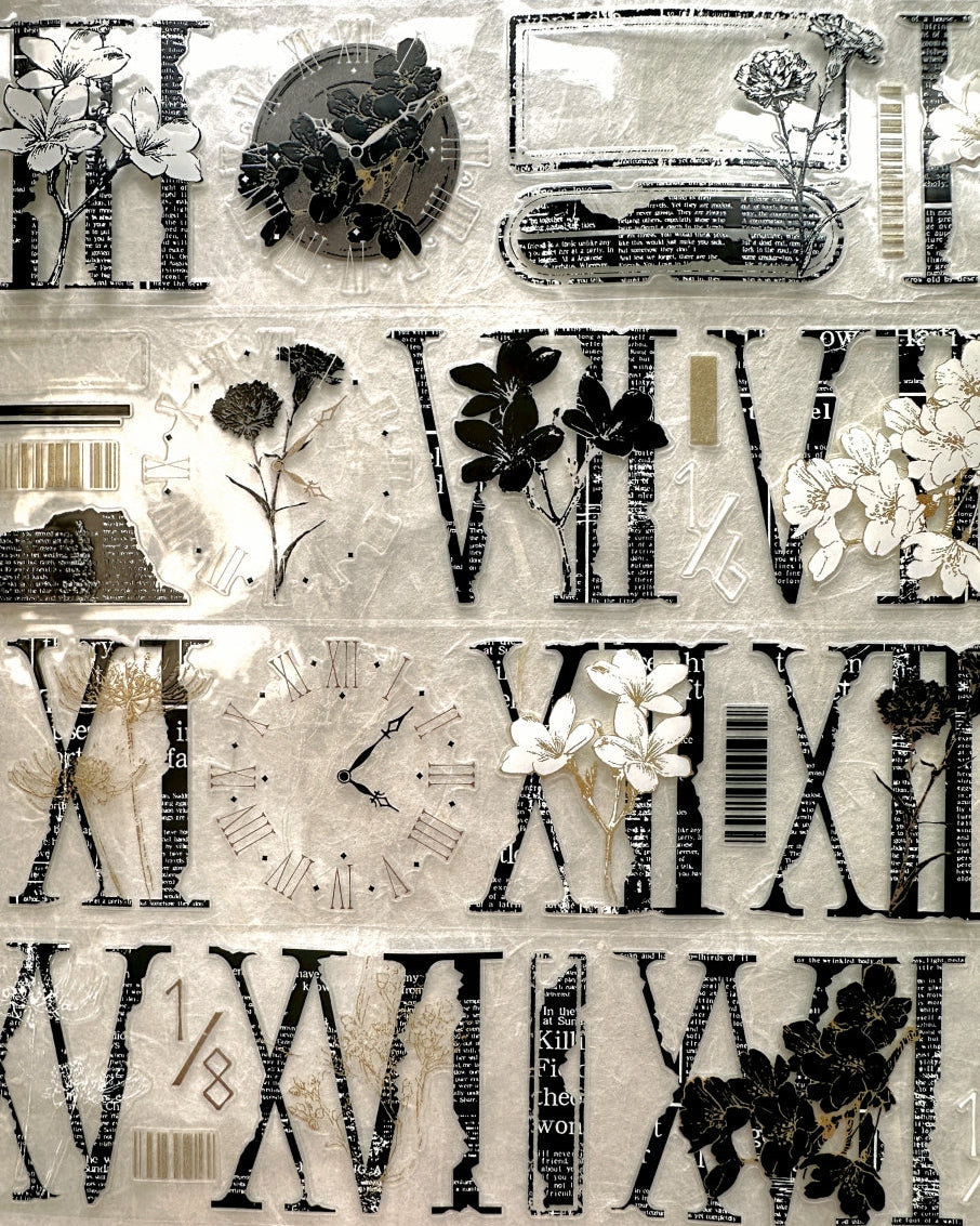 LinLanXi Studio - Roman Numerals (dark) kiss-cut PET tape SAMPLES