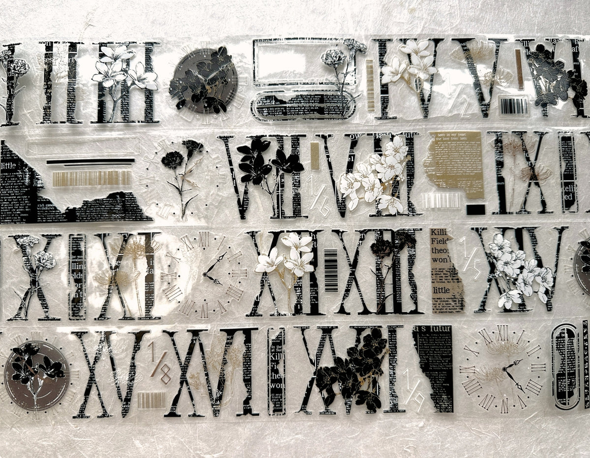 LinLanXi Studio - Roman Numerals (dark) kiss-cut PET tape SAMPLES