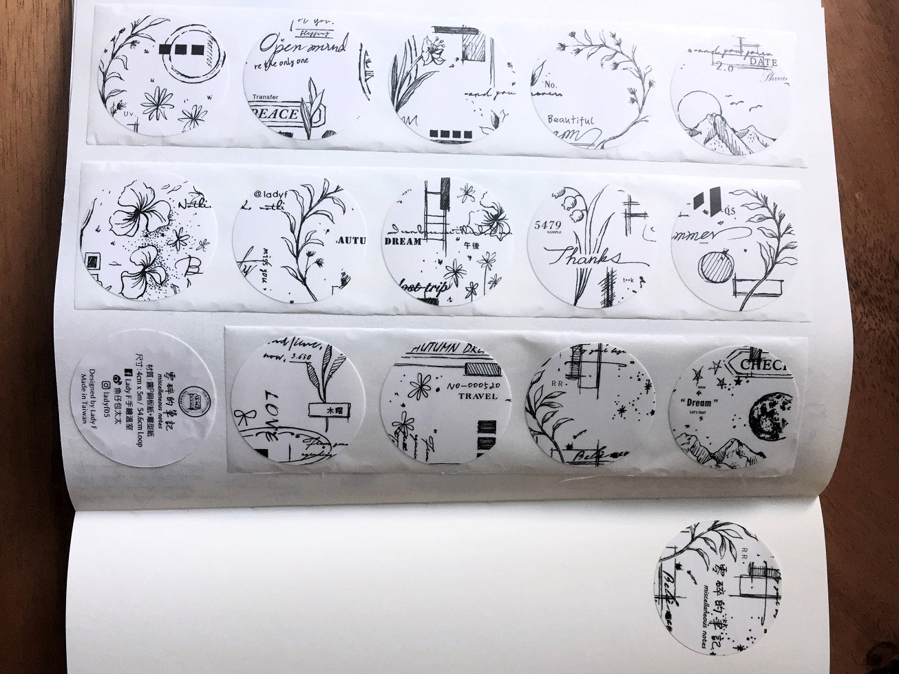 LadyF - Fragmentary Notes die-cut paper tape sticker roll SAMPLES