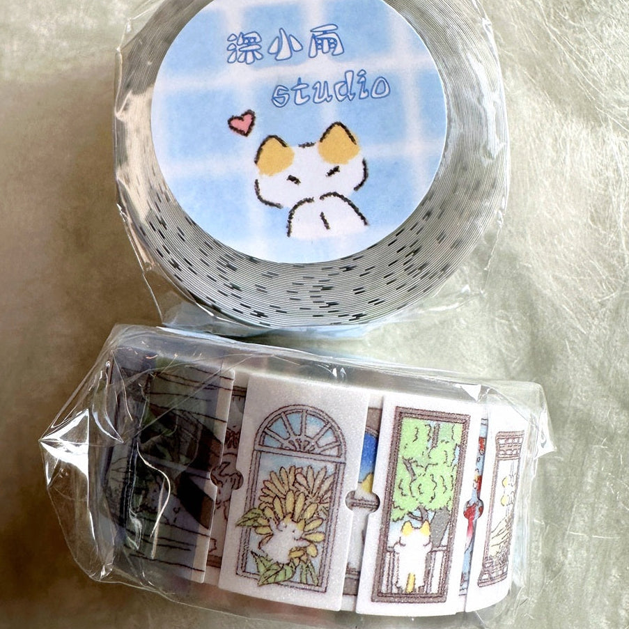 深小雨 Studio - Windows & Red Apples glitter label sticker rolls SAMPLES
