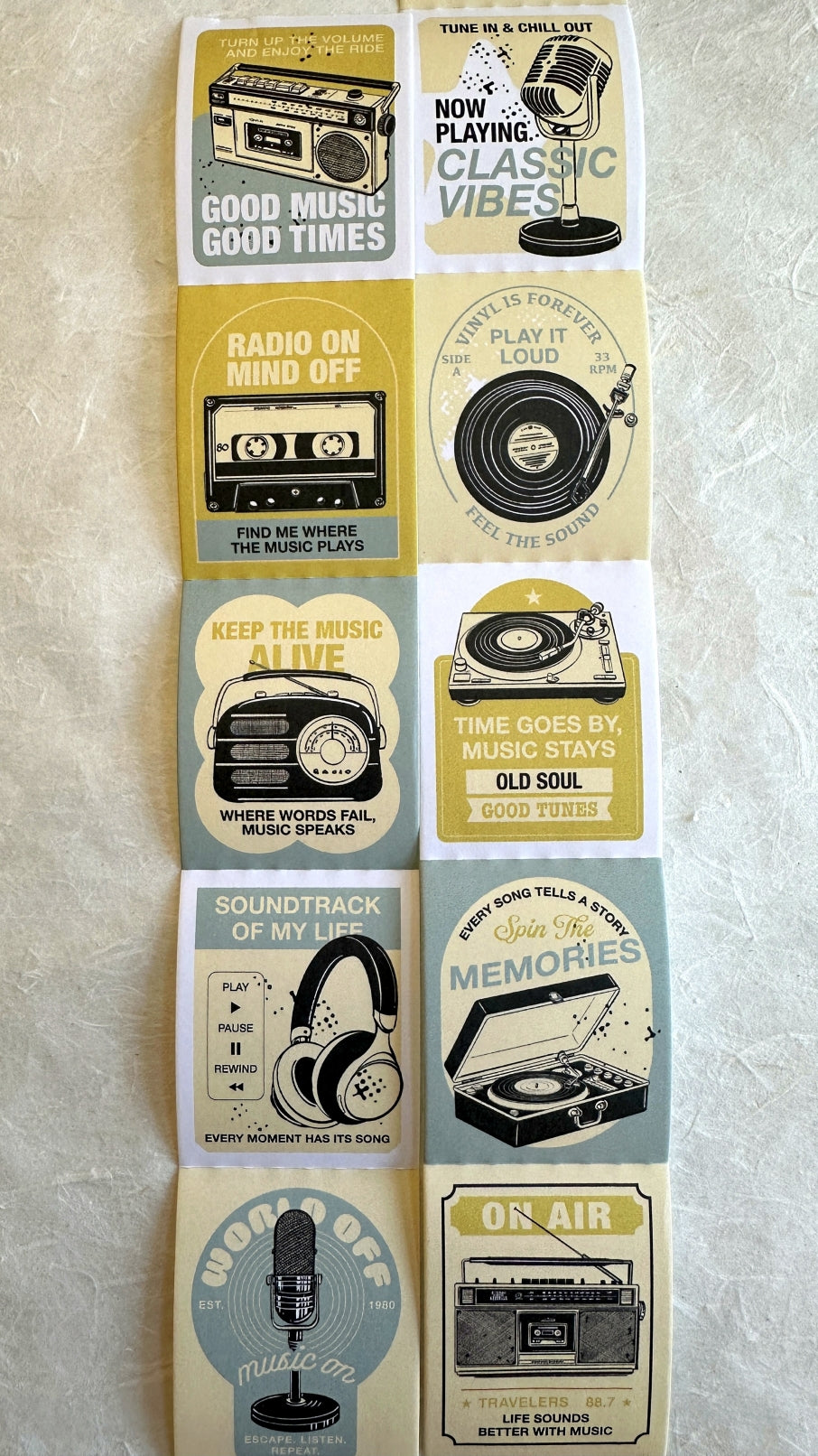 Lihaopaper - World Off, Music On perforated paper sticker roll SAMPLES