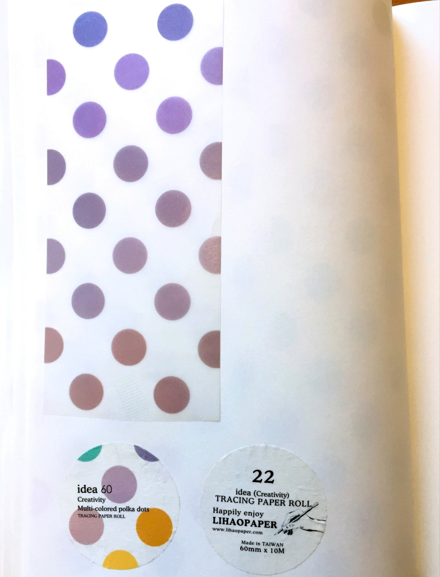 LihaoPaper - Multi-Colored Polka Dots nonadhesive tracing paper SAMPLES