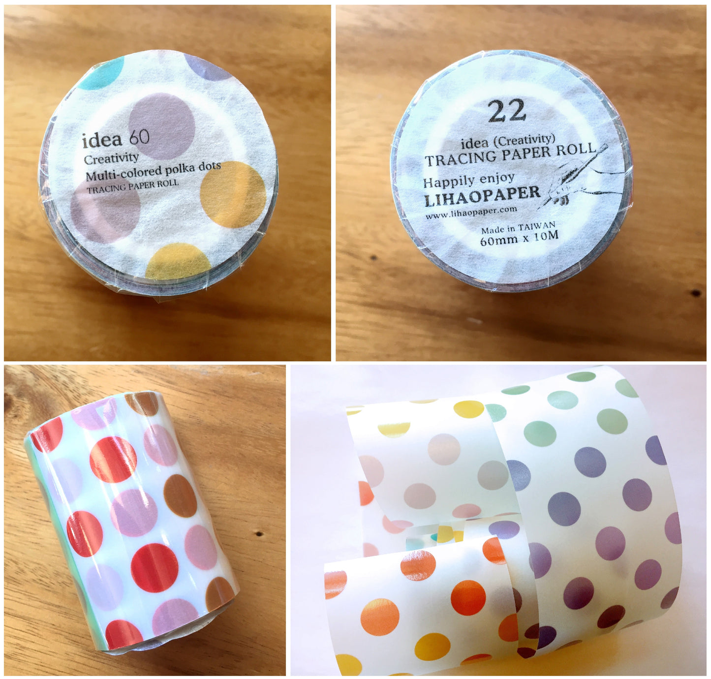 LihaoPaper - Multi-Colored Polka Dots nonadhesive tracing paper SAMPLES