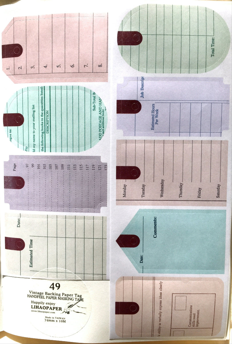 LihaoPaper - Vintage Tag kiss-cut paper tape SAMPLES