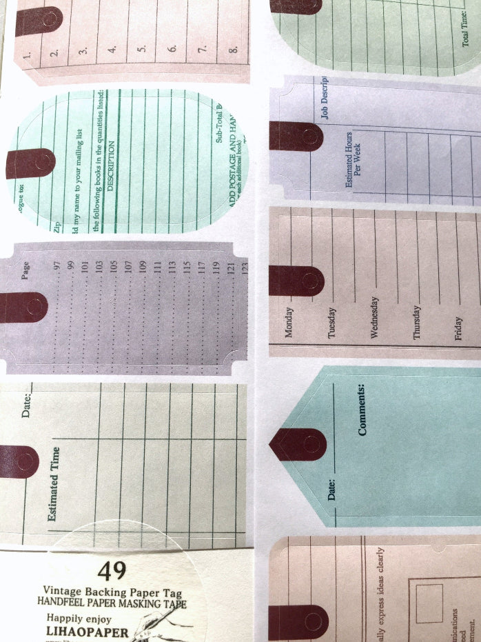 LihaoPaper - Vintage Tag kiss-cut paper tape SAMPLES