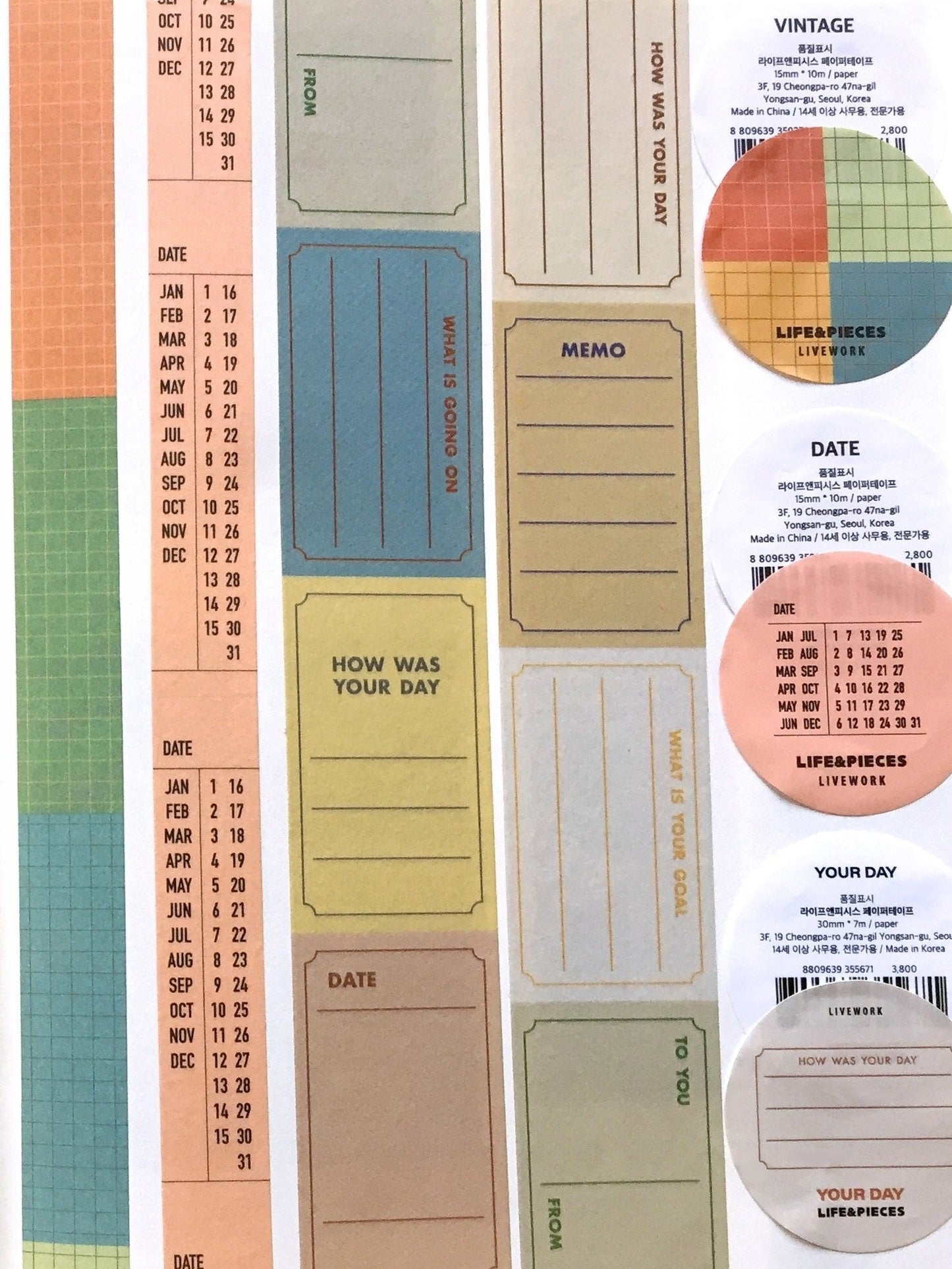 Livework - Life & Pieces Korean planner masking tape SAMPLES