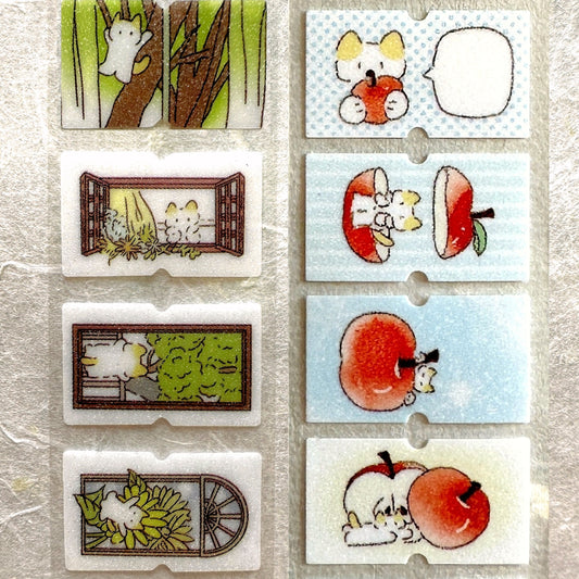深小雨 Studio - Windows & Red Apples glitter label sticker rolls SAMPLES