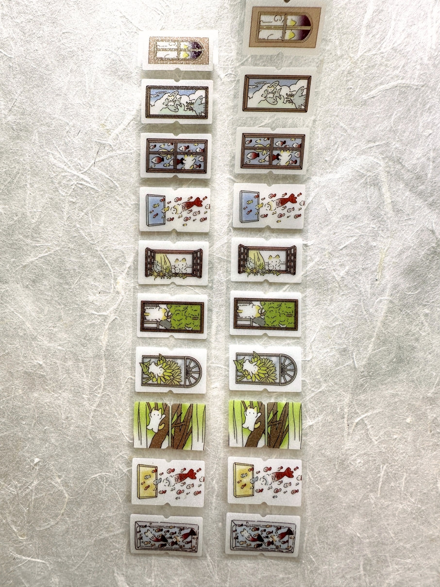 深小雨 Studio - Windows & Red Apples glitter label sticker rolls SAMPLES