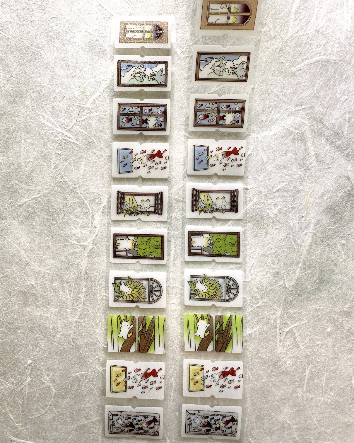 深小雨 Studio - Windows & Red Apples glitter label sticker rolls SAMPLES