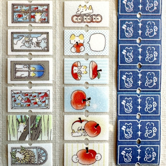 深小雨 Studio - Windows & Red Apples glitter label sticker rolls SAMPLES