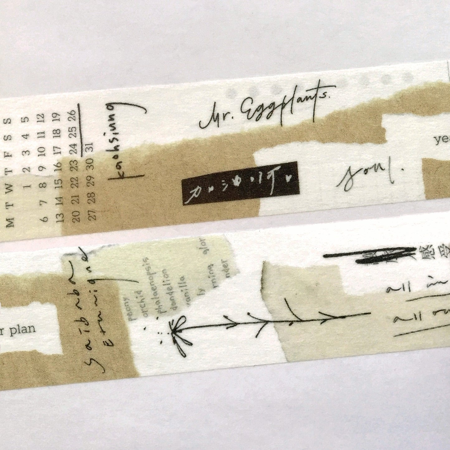 Mr. Eggplants - Thinking of You II washi tape (2.5 x 115 cm) SAMPLES