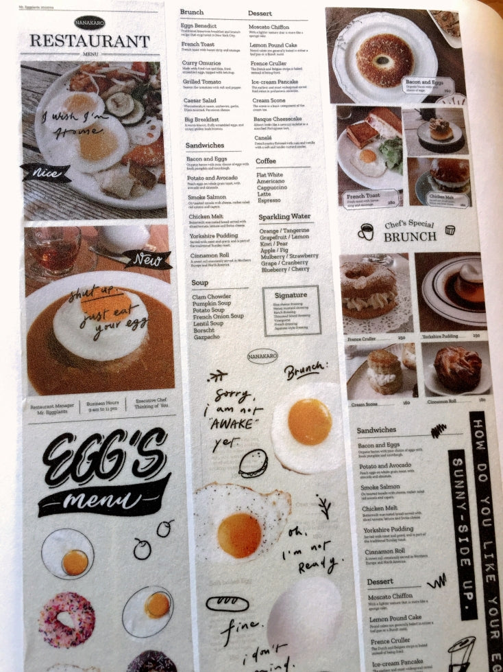 Mr. Eggplants - Egg's Menu washi tape SAMPLES