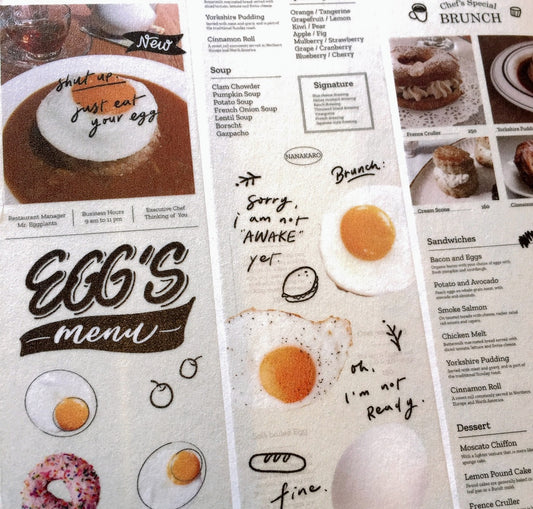 Mr. Eggplants - Egg's Menu washi tape SAMPLES