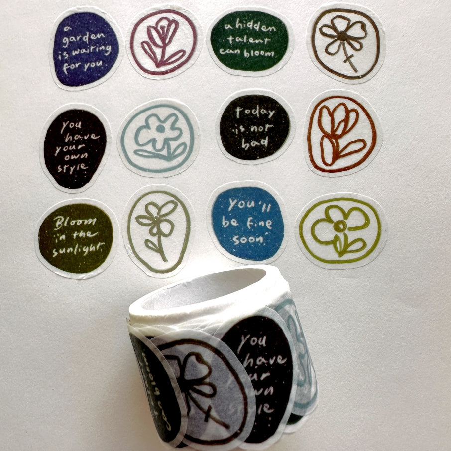 Mr. Eggplants - Bloom die-cut washi sticker roll SAMPLES