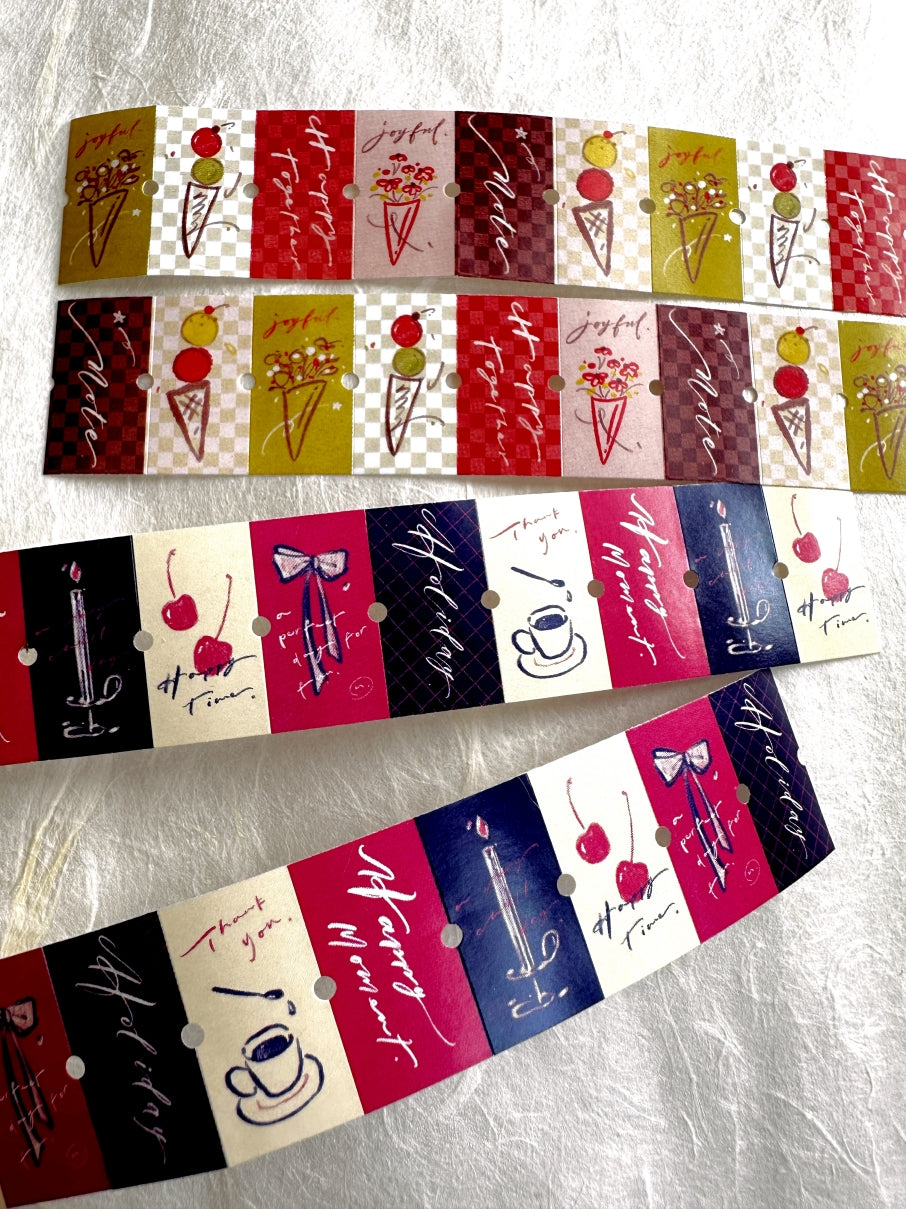 Mr. Eggplants - Joyful Time & Happy Moment label sticker roll SAMPLES