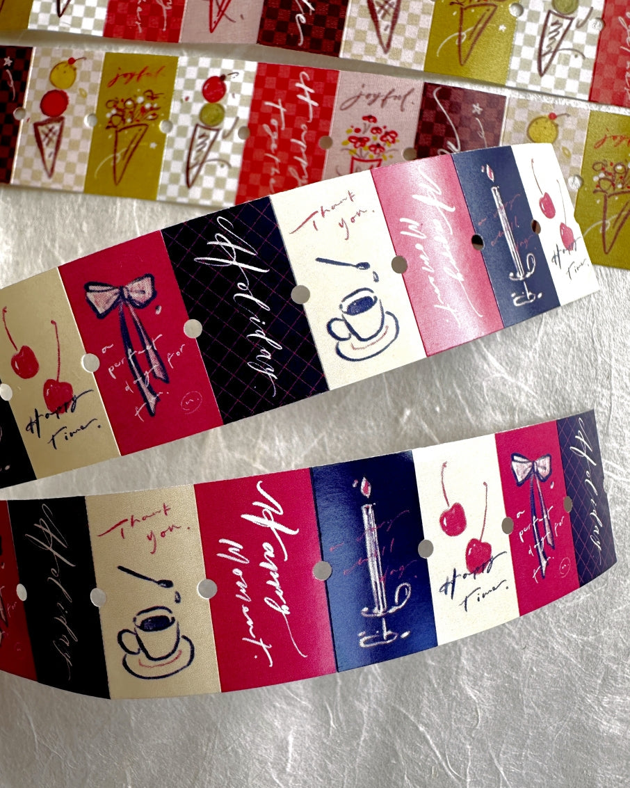 Mr. Eggplants - Joyful Time & Happy Moment label sticker roll SAMPLES