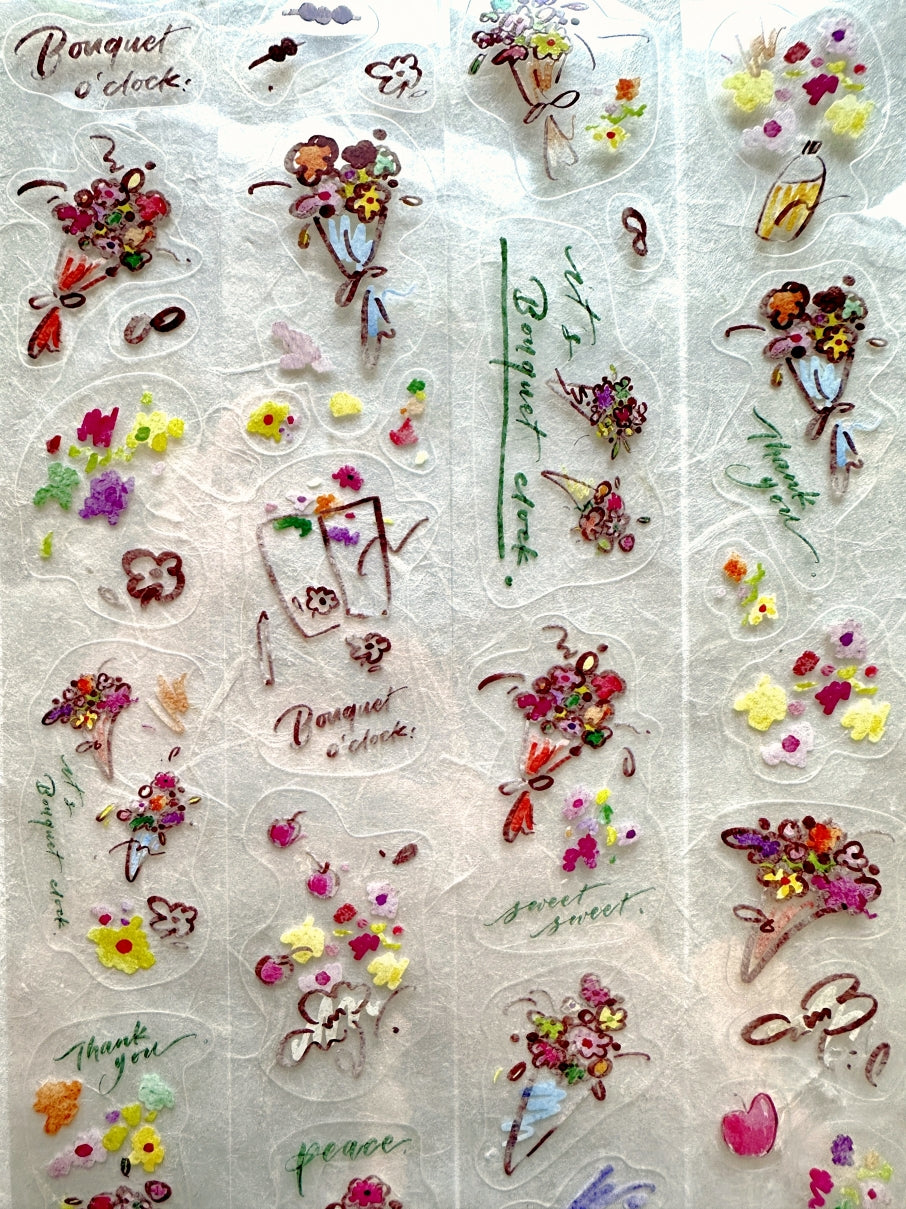 Mr. Eggplants - Bouquet O'clock kiss-cut PET tape SAMPLES